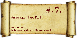 Aranyi Teofil névjegykártya
